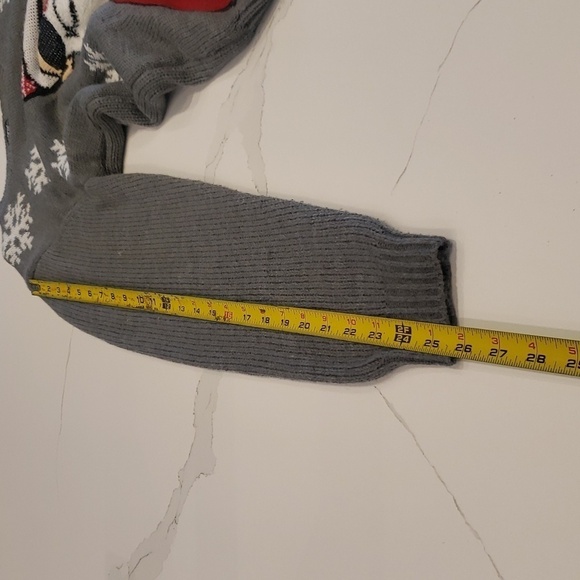 George Christ Sweater Santa Clause Men's Medium Grey Sequence Black Glasse - Picture 11 of 13